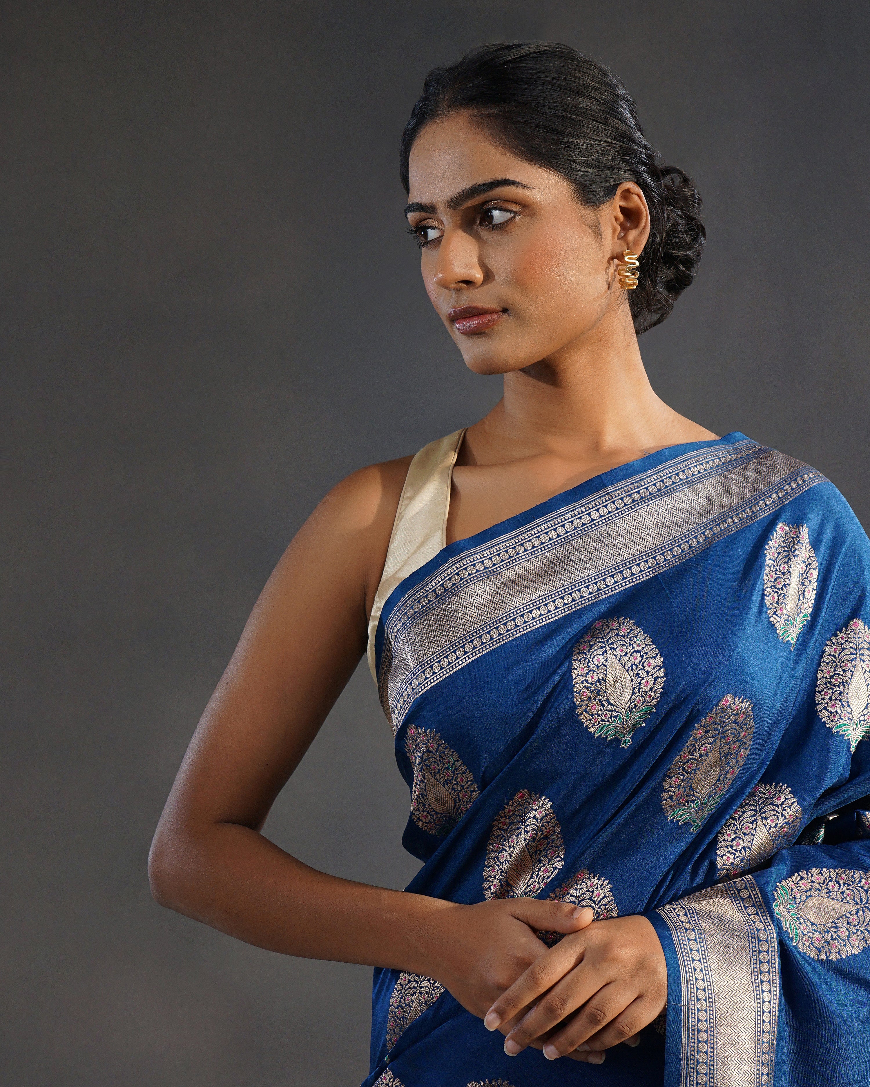 Neelkanth – Pure Katan Silk Banarasi Saree in Peacock Blue with Silver Zari