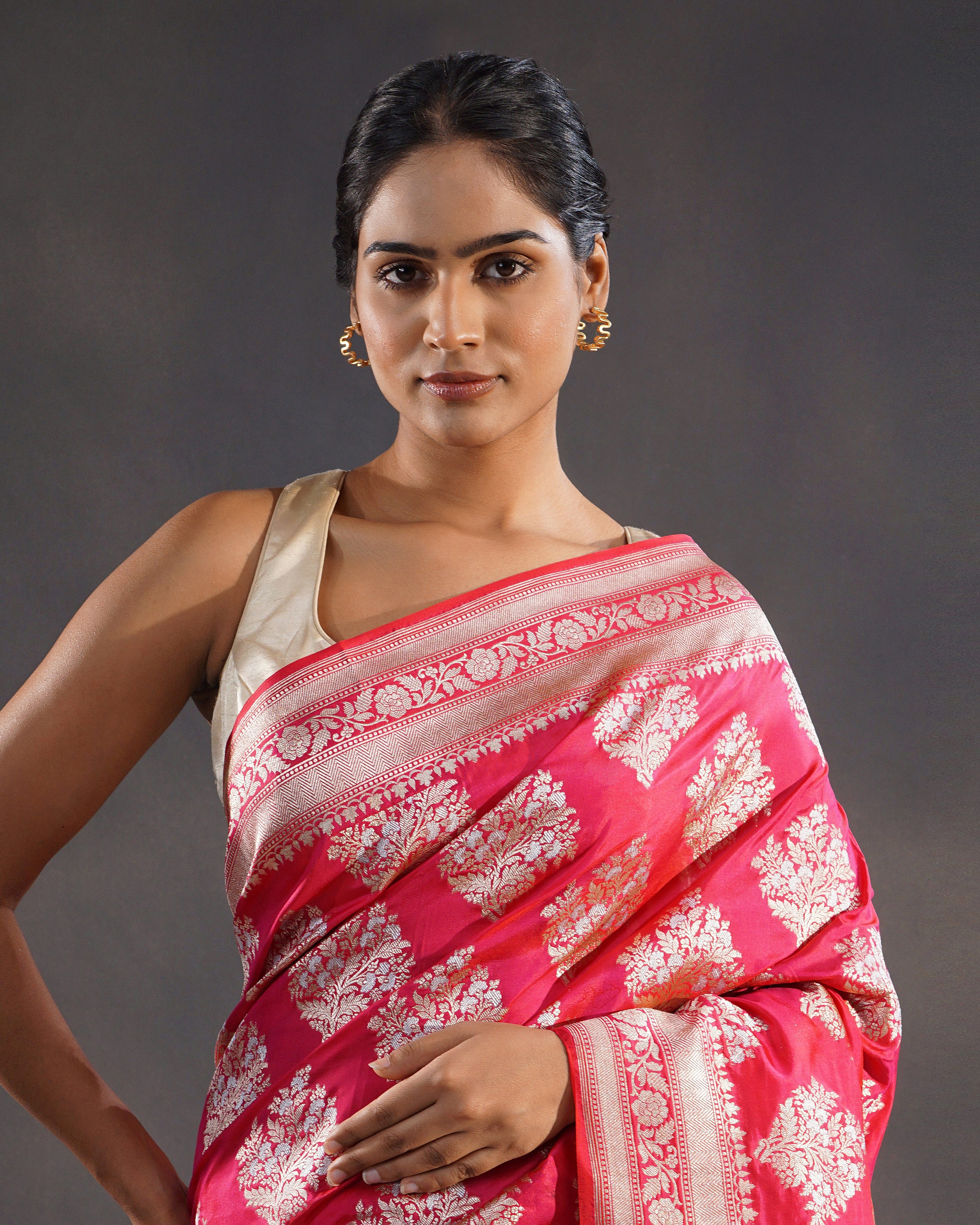 Anaar – Pure Katan Silk Banarasi Saree in Rani Red with Gold Buti