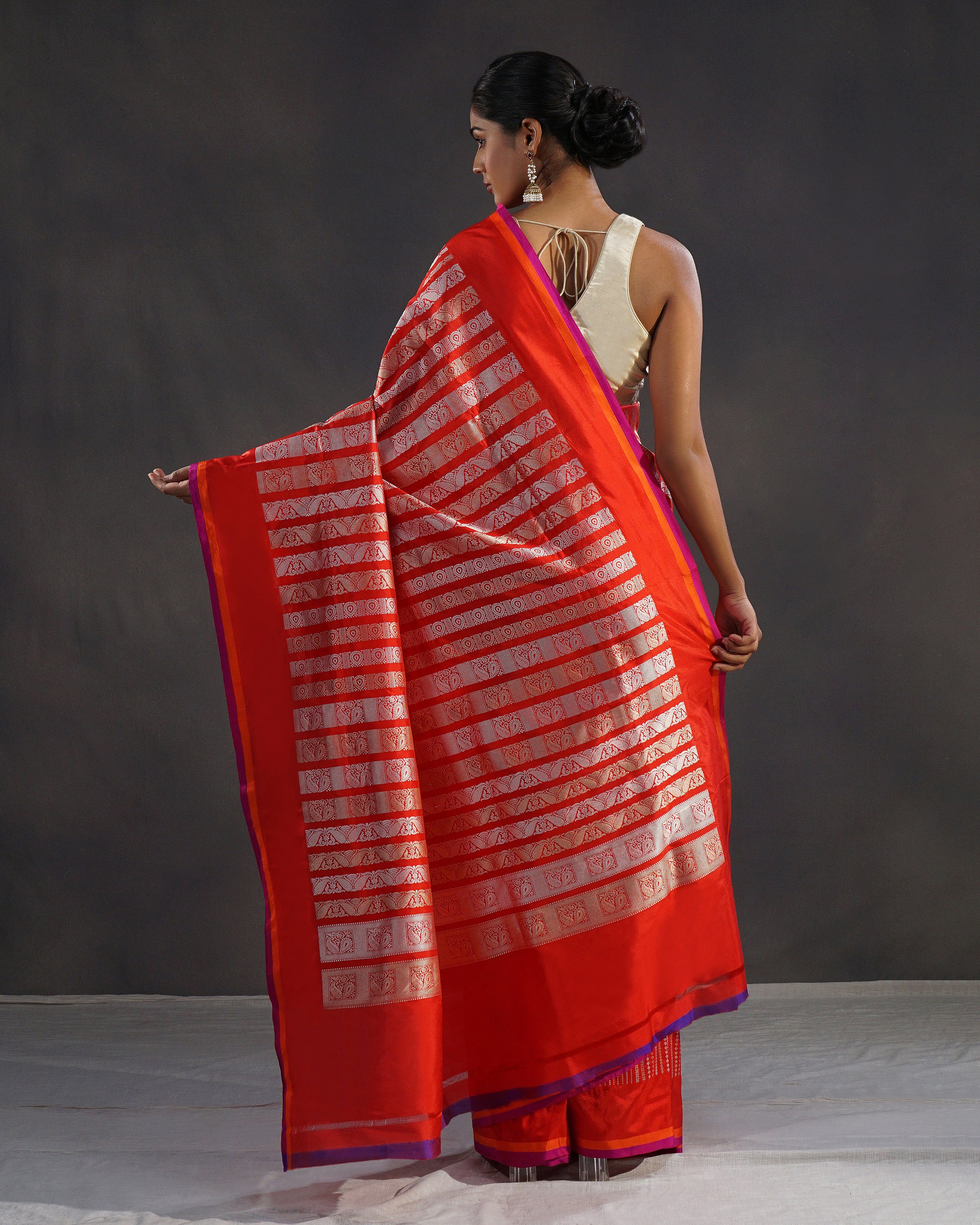 Sindoori – Pure Katan Silk Banarasi Saree in Sindoor Red with Silver Zari