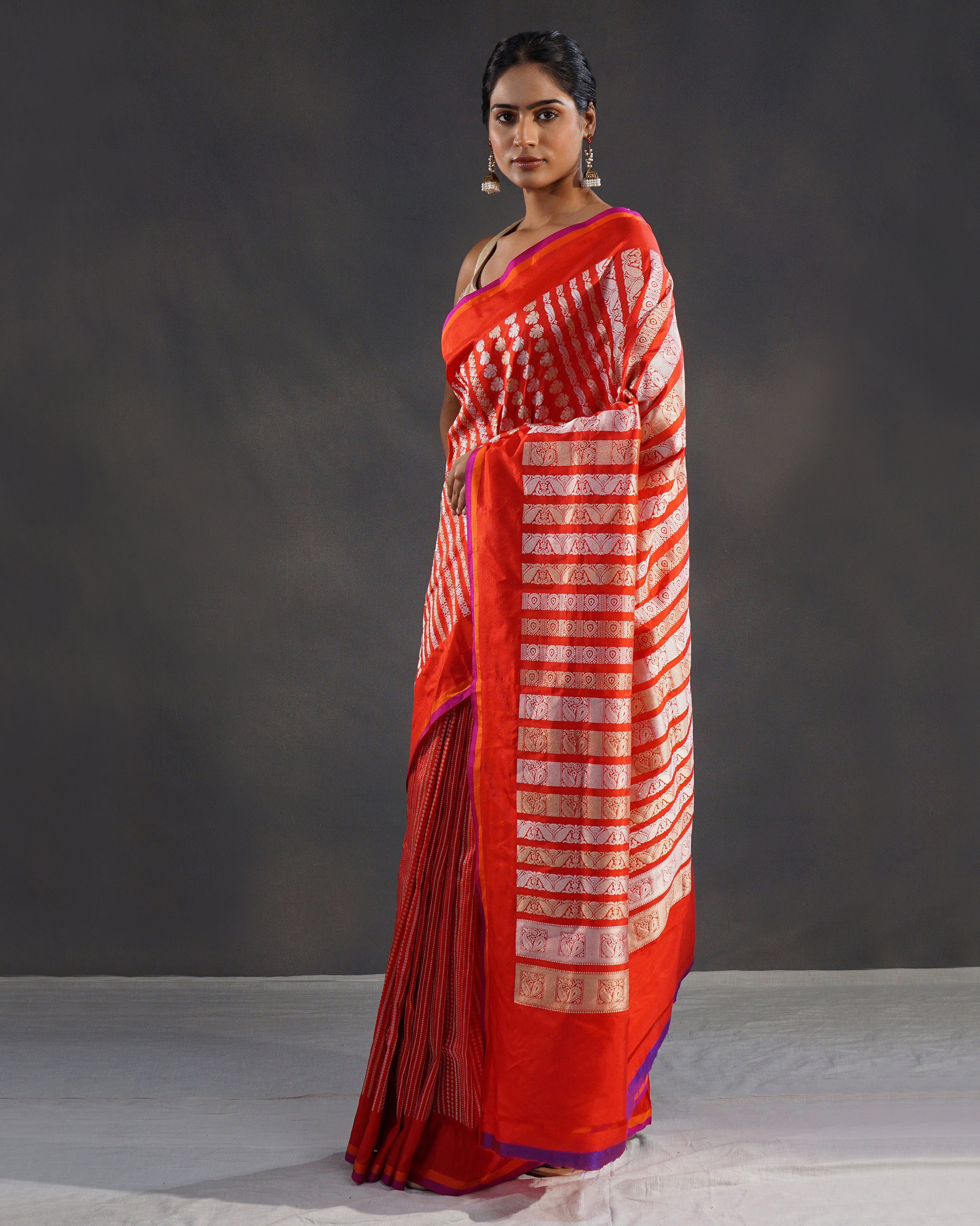 Sindoori – Pure Katan Silk Banarasi Saree in Sindoor Red with Silver Zari