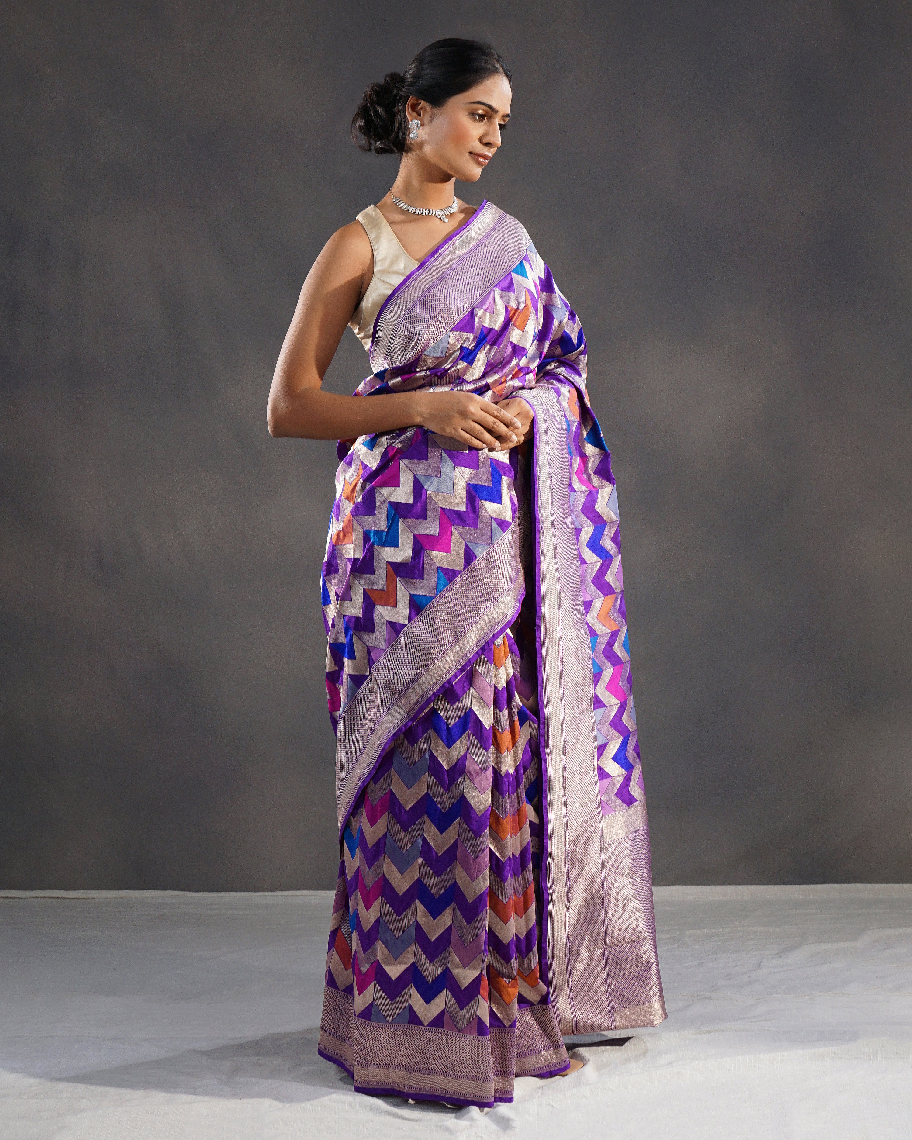 Mauj – Pure Katan Silk Banarasi Rangkaat Saree in Royal Purple