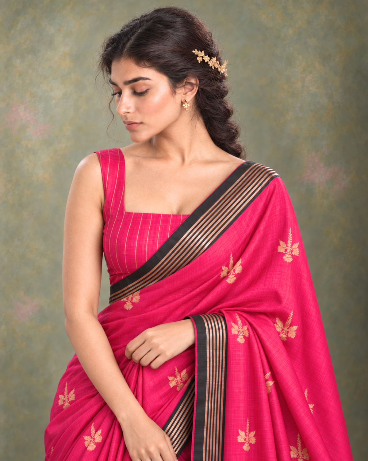 Gulrang rani pink saree booti and border