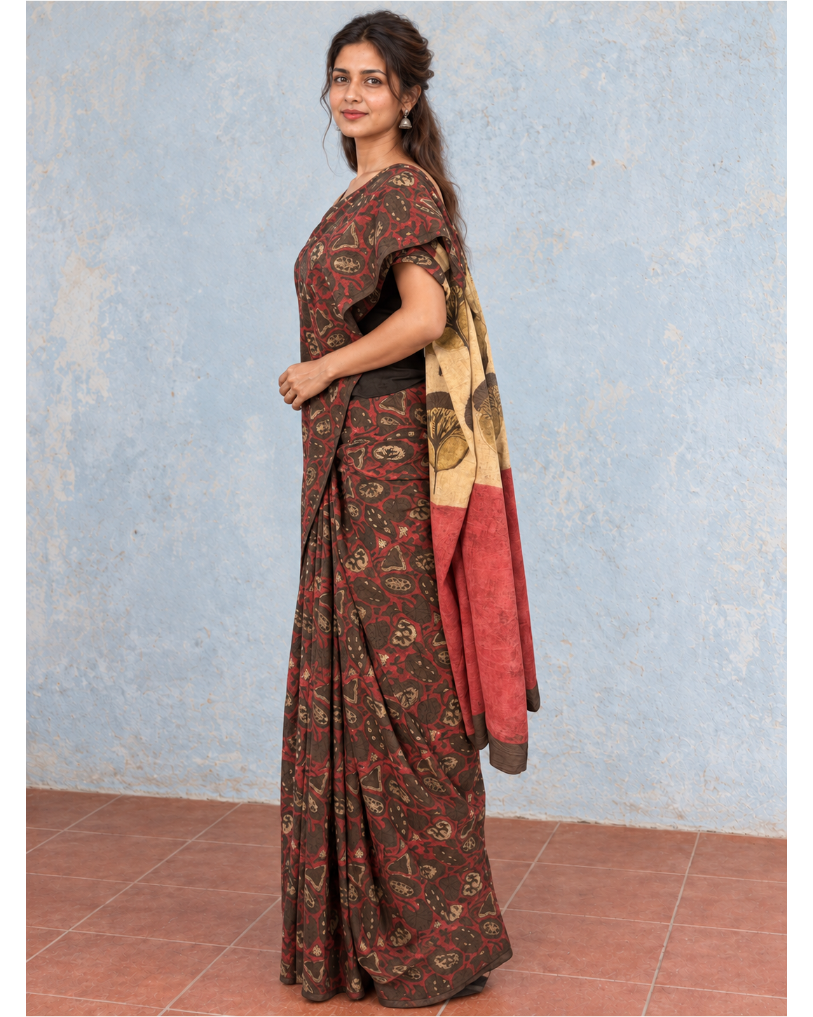 Tree-Pallu Cotton saree, side drape