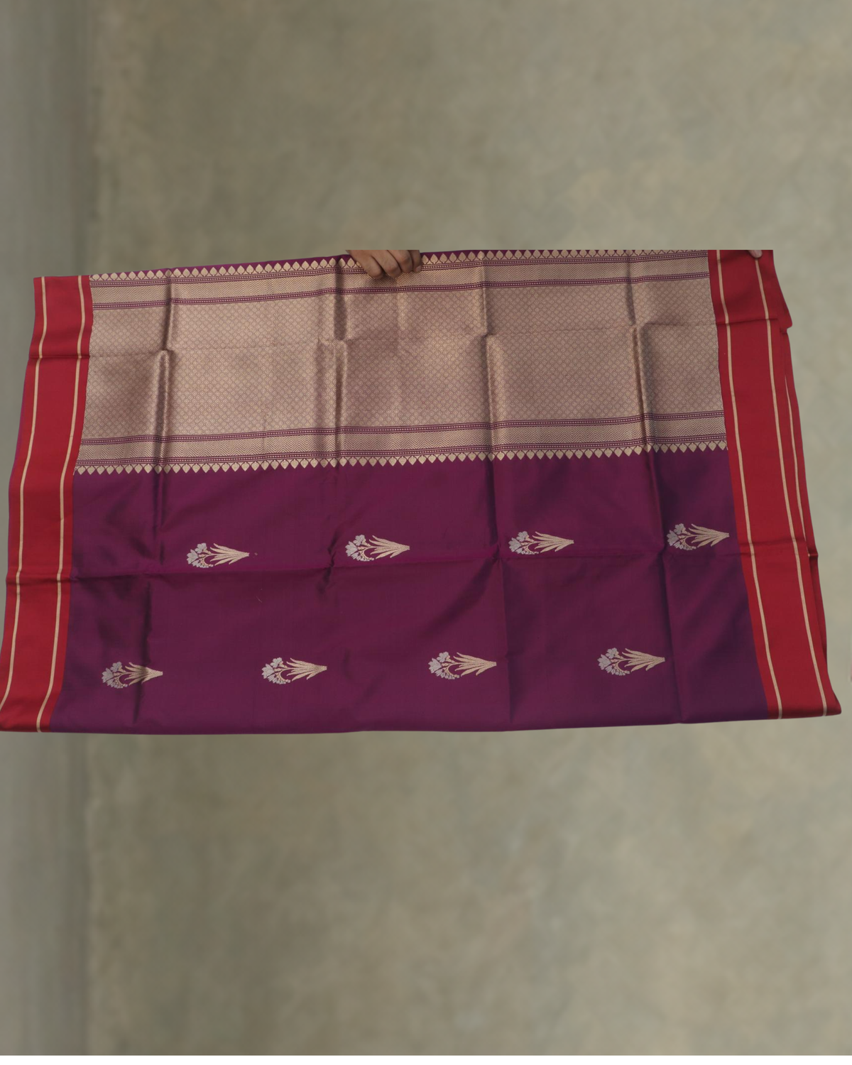Rangan – Banarasi Pure Silk Saree in Wine with Bootidar