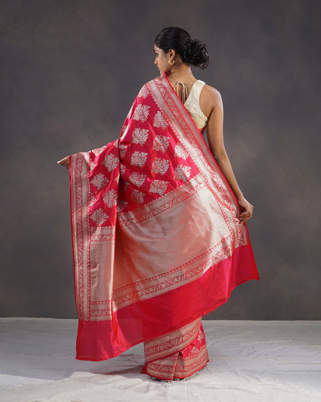 Anaar – Pure Katan Silk Banarasi Saree in Rani Red with Gold Buti