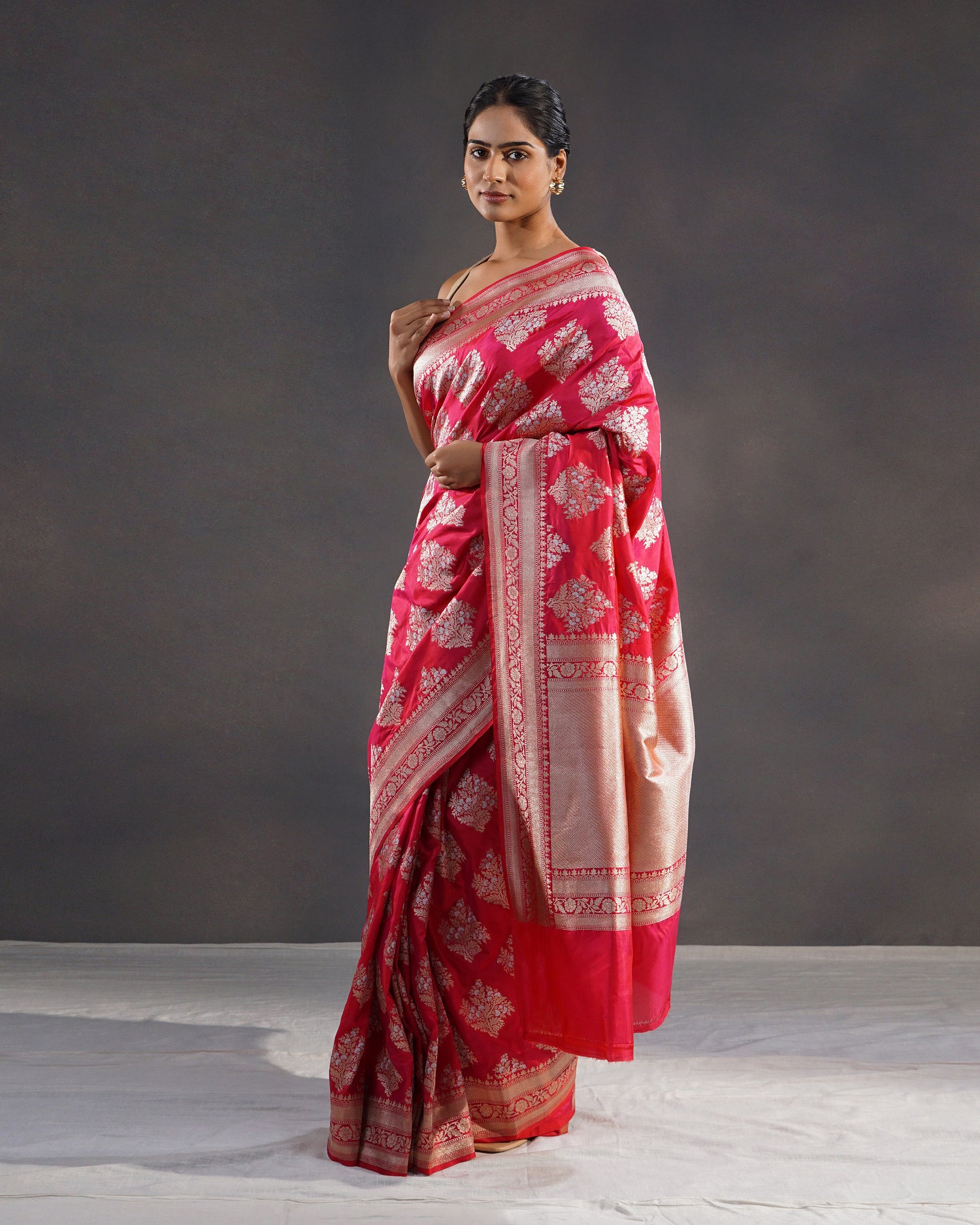 Anaar – Pure Katan Silk Banarasi Saree in Rani Red with Gold Buti