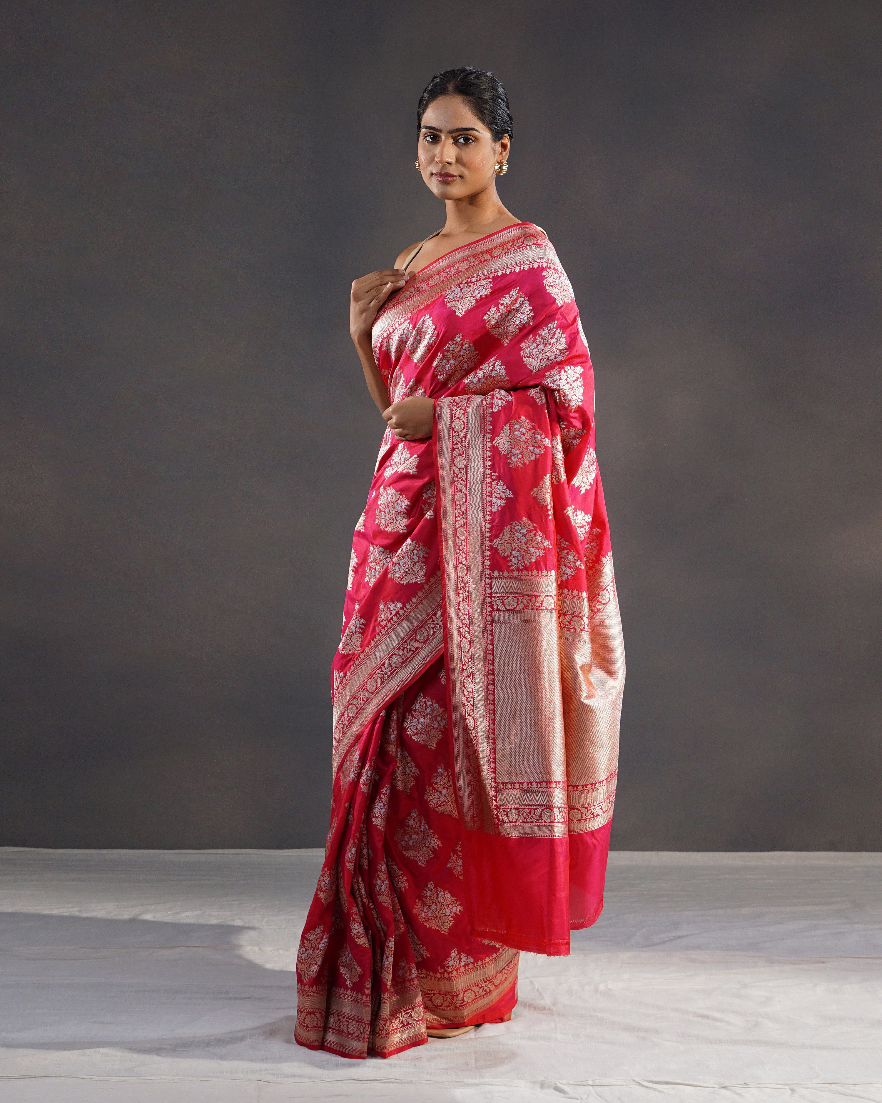 Anaar – Pure Katan Silk Banarasi Saree in Rani Red with Gold Buti