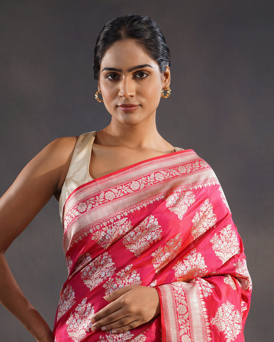 Anaar – Pure Katan Silk Banarasi Saree in Rani Red with Gold Buti