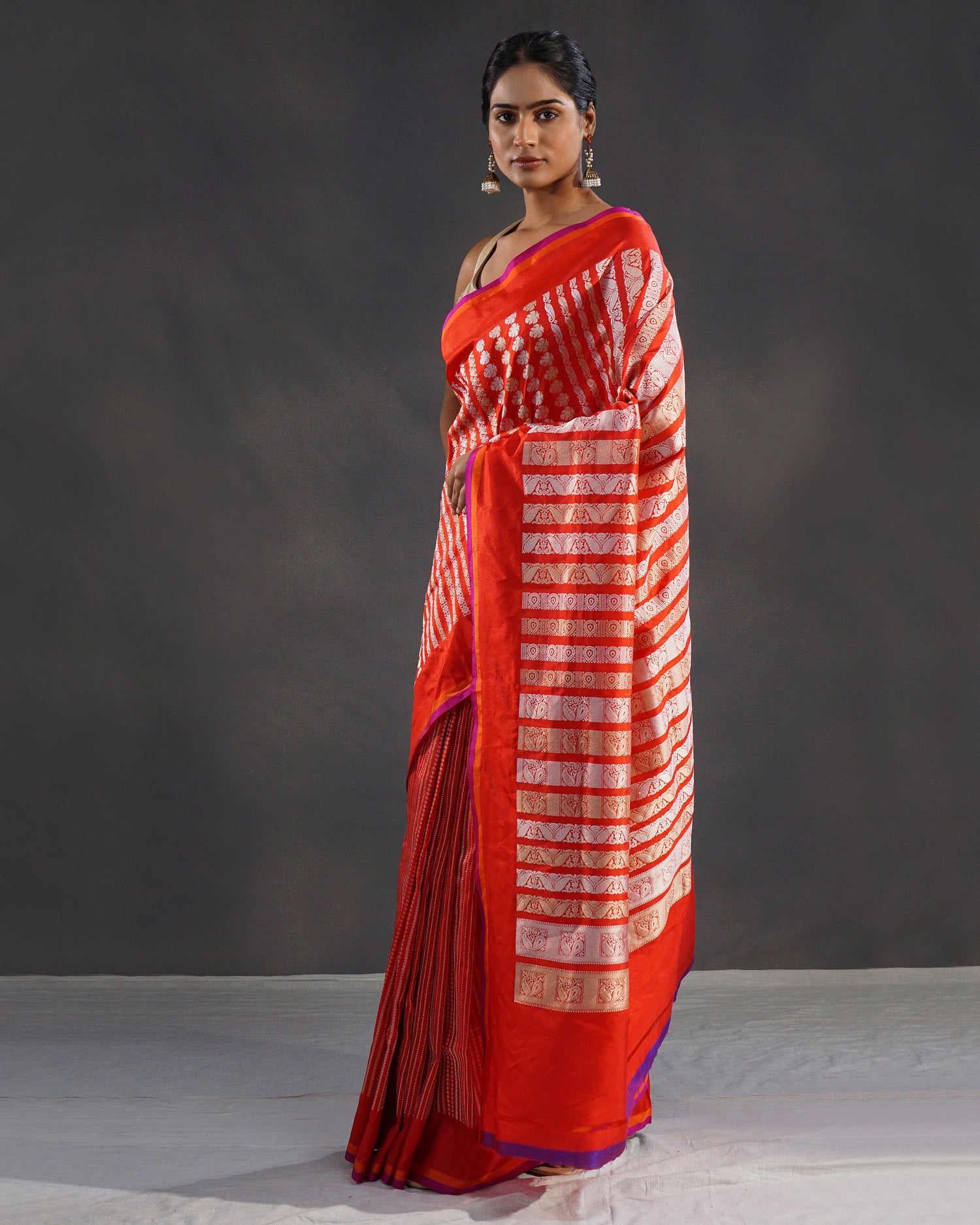 Sindoori – Pure Katan Silk Banarasi Saree in Sindoor Red with Silver Zari