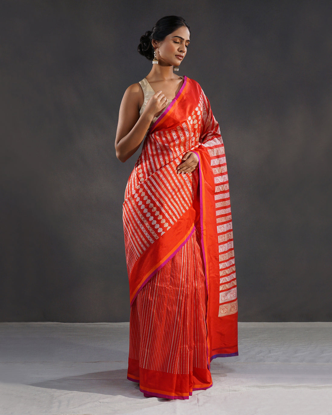 Sindoori – Pure Katan Silk Banarasi Saree in Sindoor Red with Silver Zari