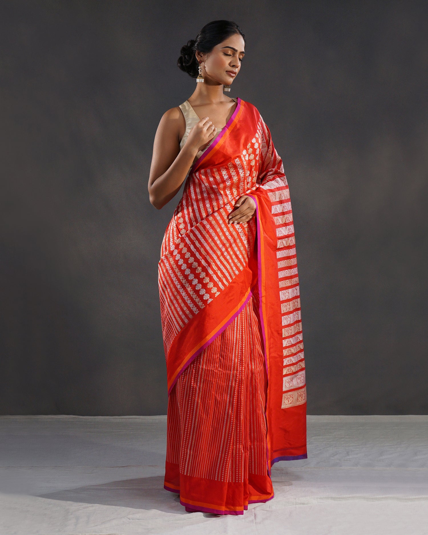 Sindoori – Pure Katan Silk Banarasi Saree in Sindoor Red with Silver Zari