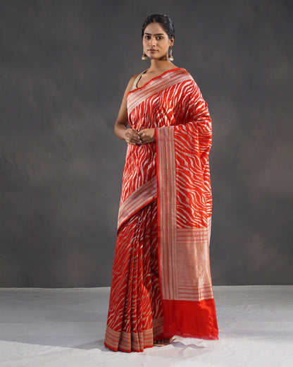 Gulzar – Pure Katan Silk Banarasi Rangkaat Saree in Rani Pink-Red