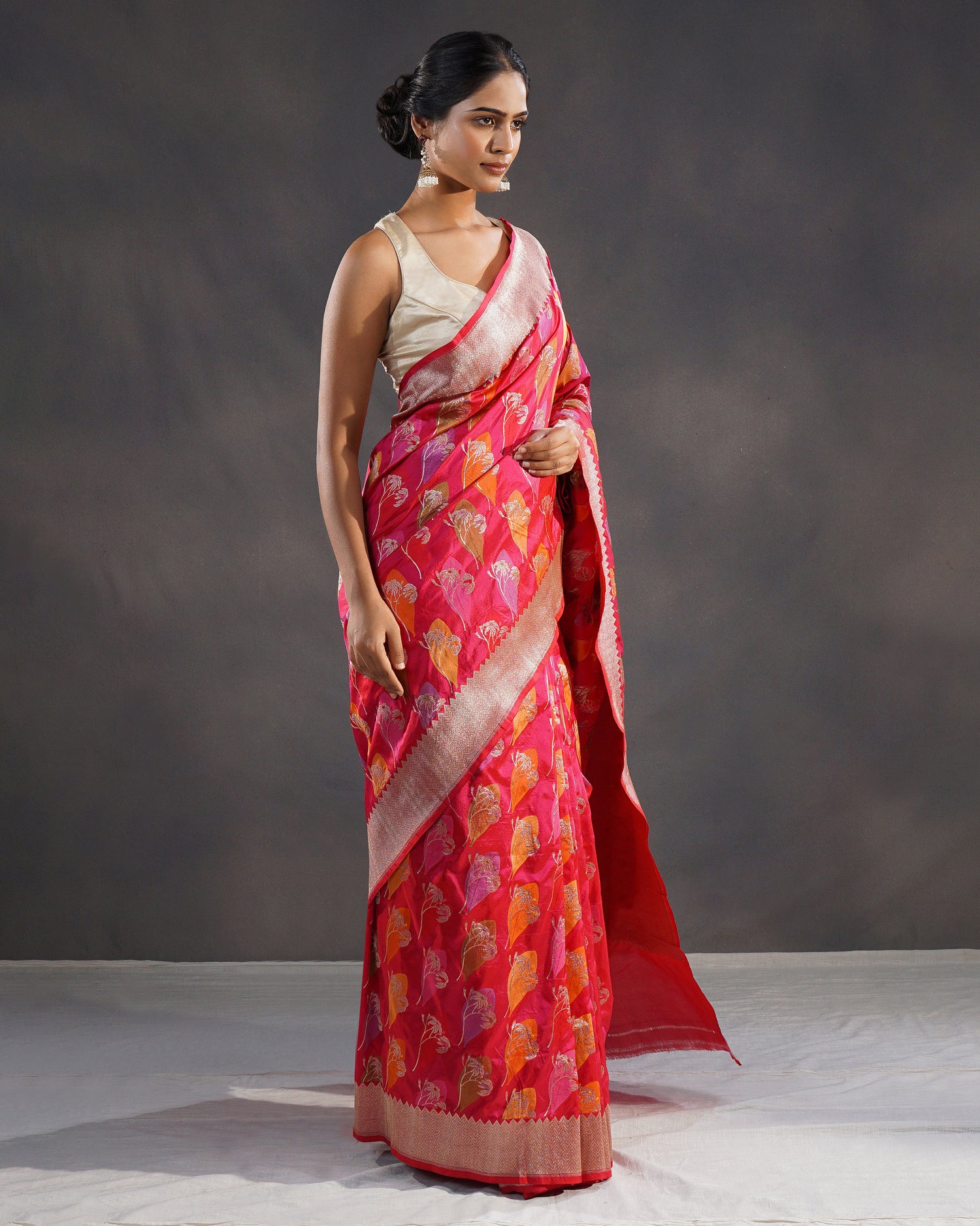 Gulzar – Pure Katan Silk Banarasi Rangkaat Saree in Rani Pink-Red