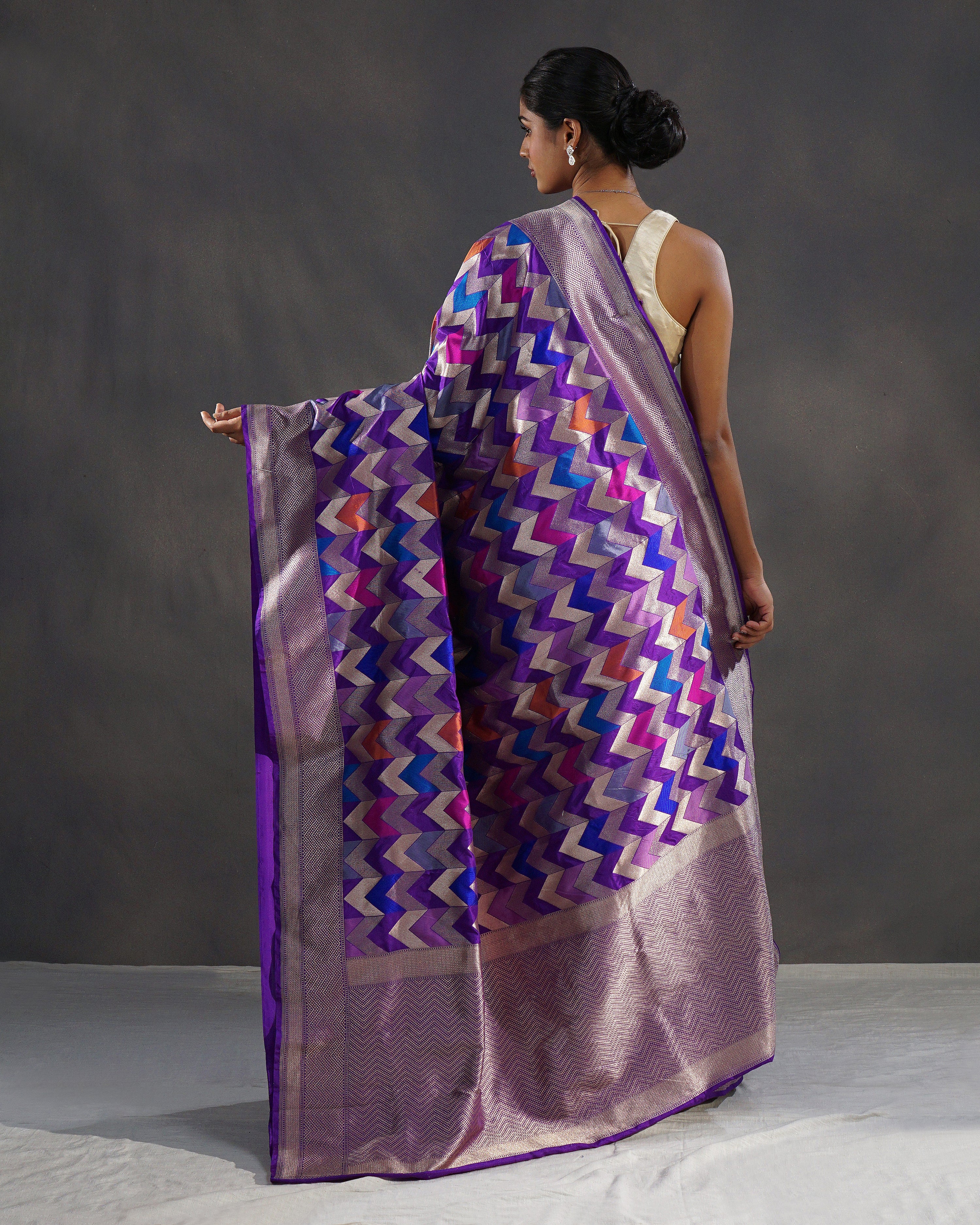 Mauj – Pure Katan Silk Banarasi Rangkaat Saree in Royal Purple