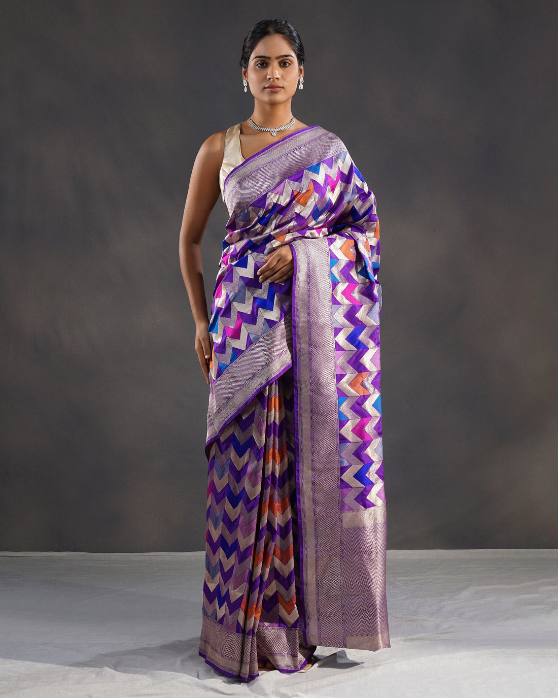 Mauj – Pure Katan Silk Banarasi Rangkaat Saree in Royal Purple