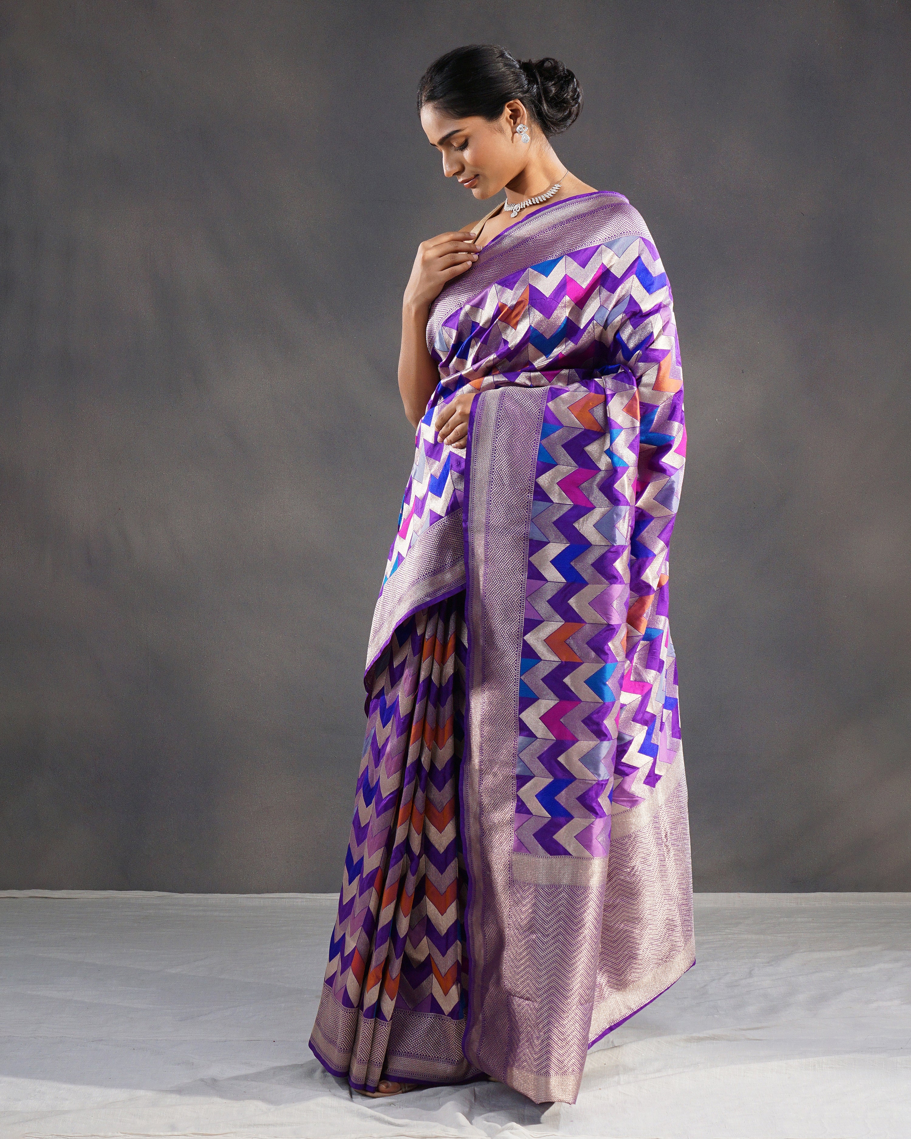 Mauj – Pure Katan Silk Banarasi Rangkaat Saree in Royal Purple