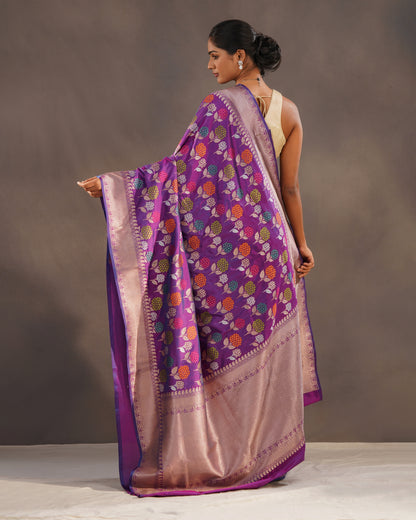 Gulposh — Purple Katan Silk Handloom Banarasi Saree
