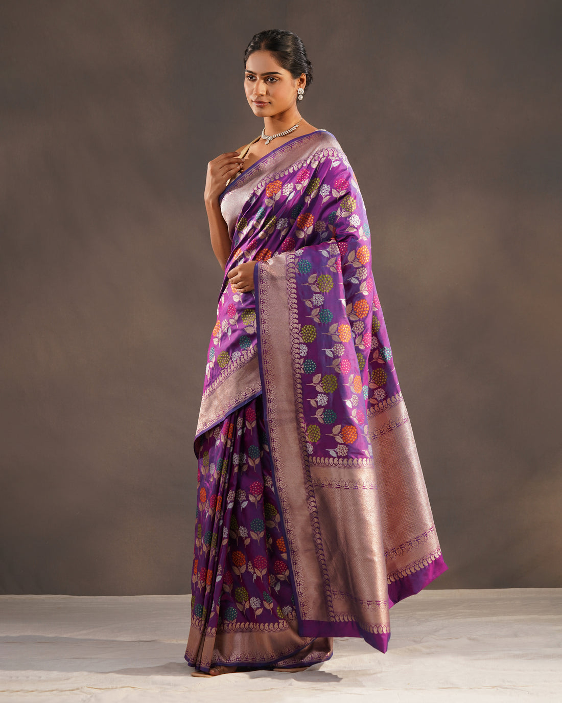 Gulposh — Purple Katan Silk Handloom Banarasi Saree