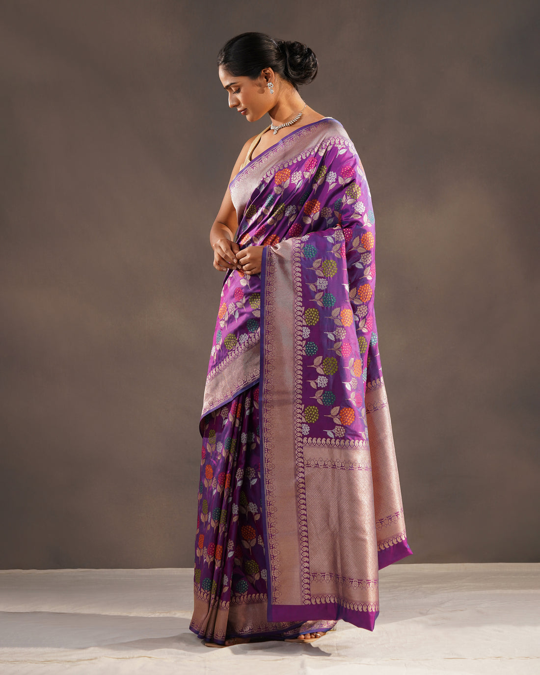 Gulposh — Purple Katan Silk Handloom Banarasi Saree