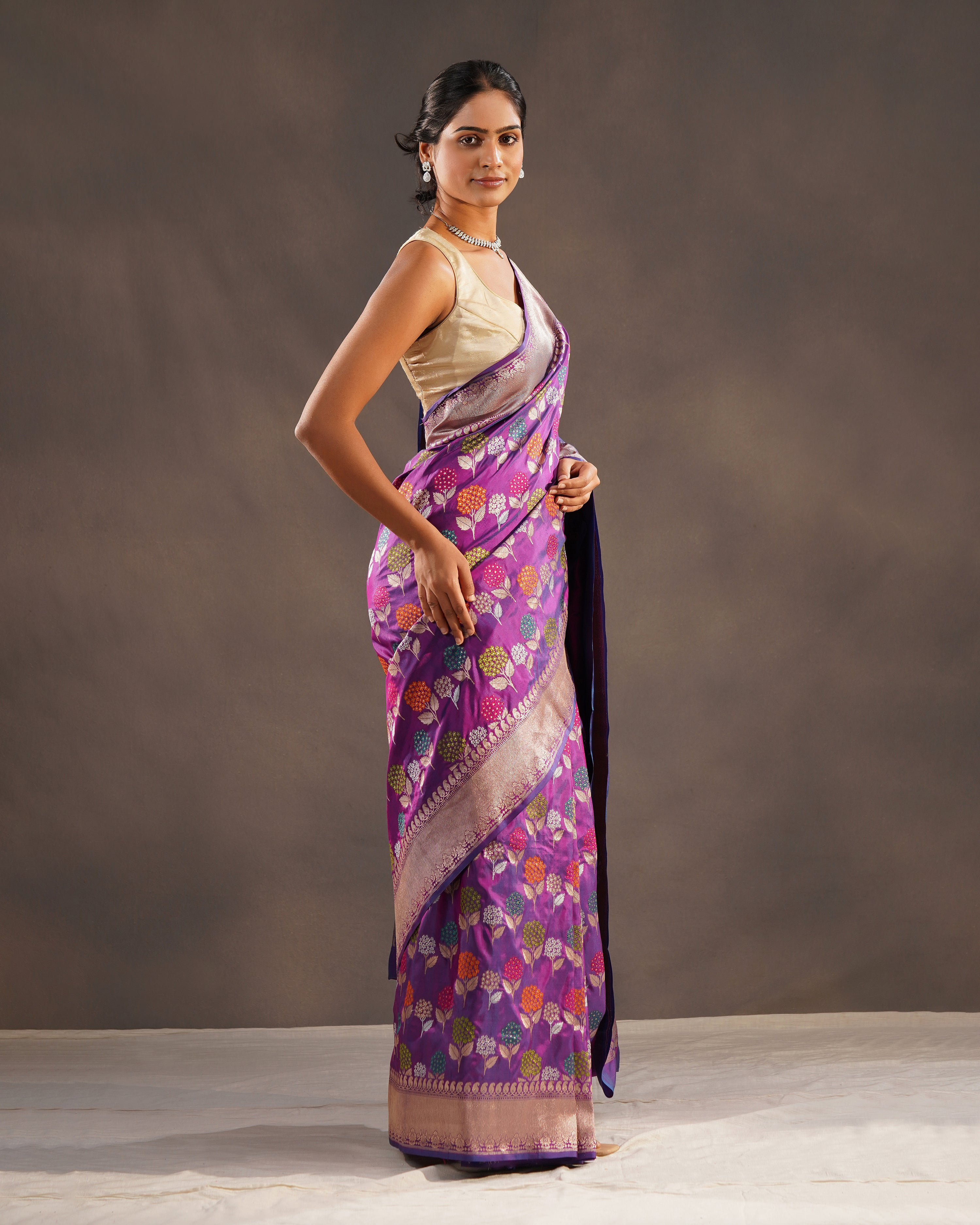 Gulposh — Purple Katan Silk Handloom Banarasi Saree