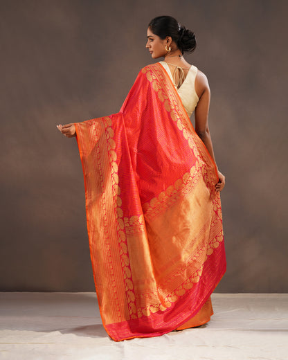 Yaqoot – Pure Katan Silk Banarasi Saree in Ruby Red