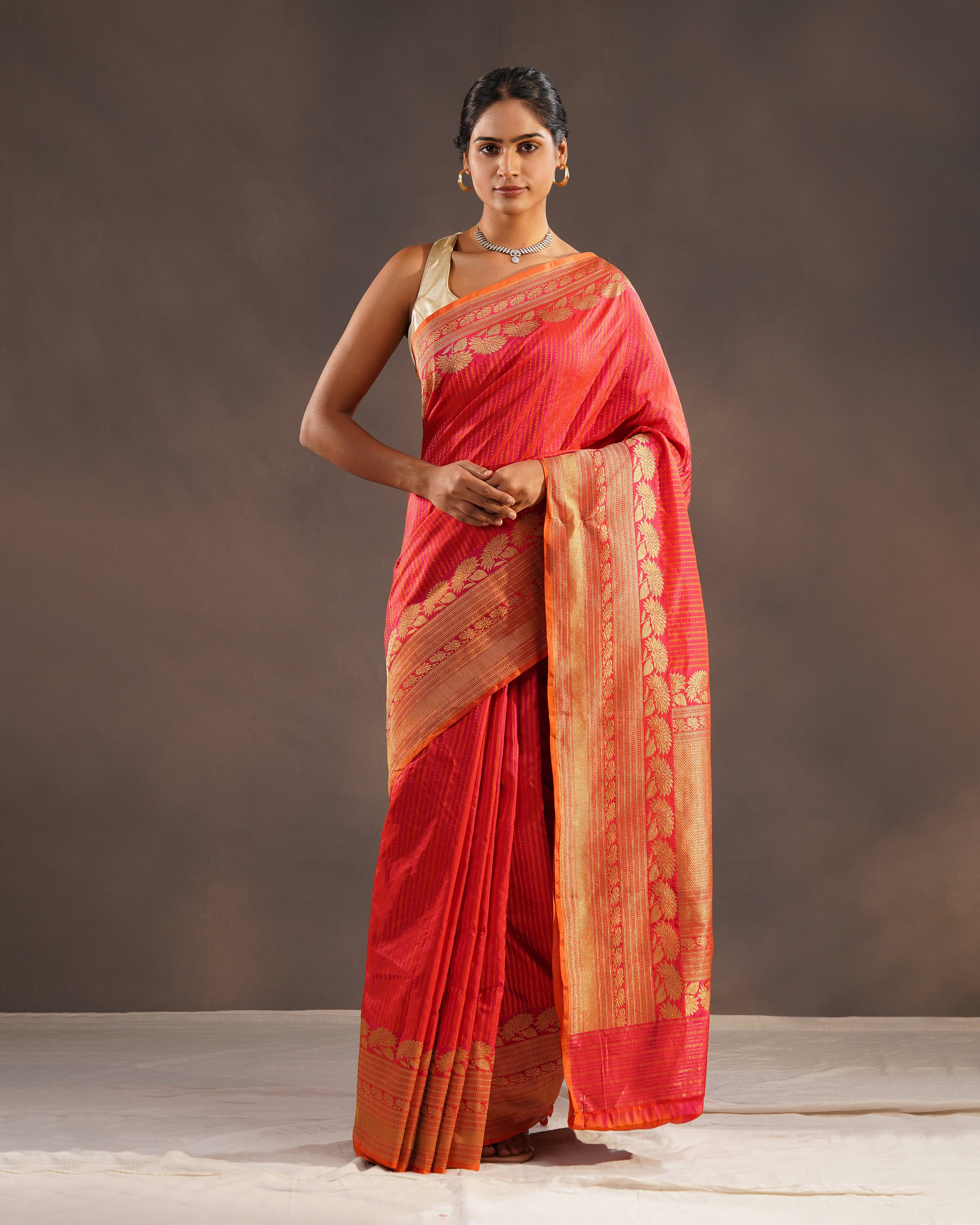 Yaqoot – Pure Katan Silk Banarasi Saree in Ruby Red