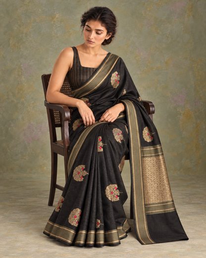 Gul-e-Shab saree seated drape