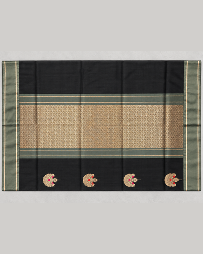 Gul-e-Shab actual saree flat view with gold woven pallu