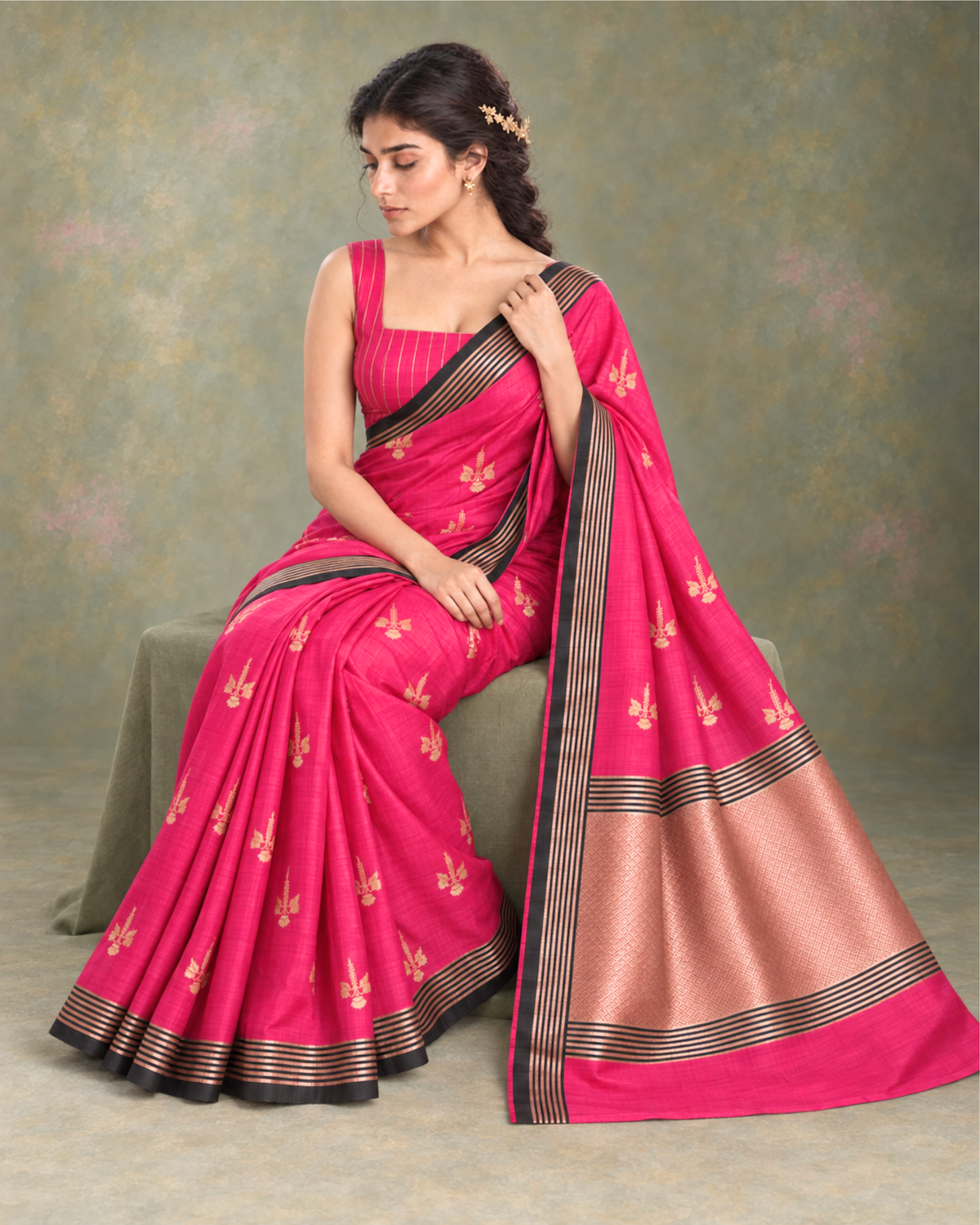 Gulrang saree seated drape